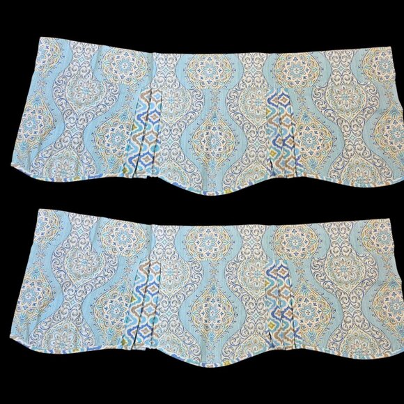 2 Waverly Home Classics Moonlit Medallion Celestial Valances Multicolored Blue - Picture 1 of 8